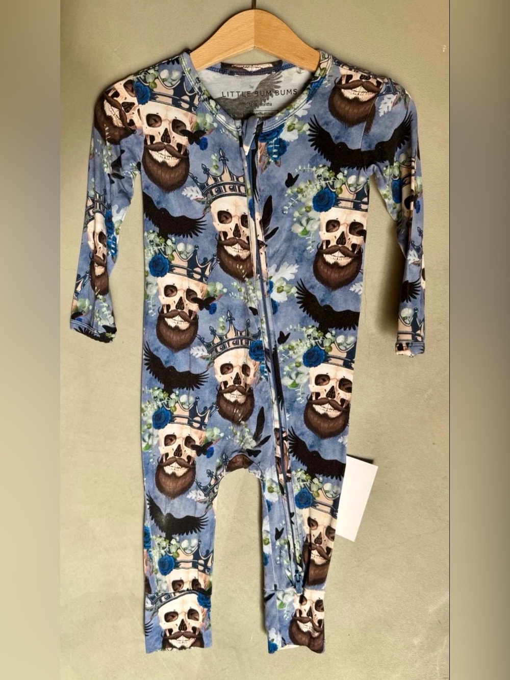 Little Bum Bums bamboo Halloween King Skull zippered romper 12-18 months